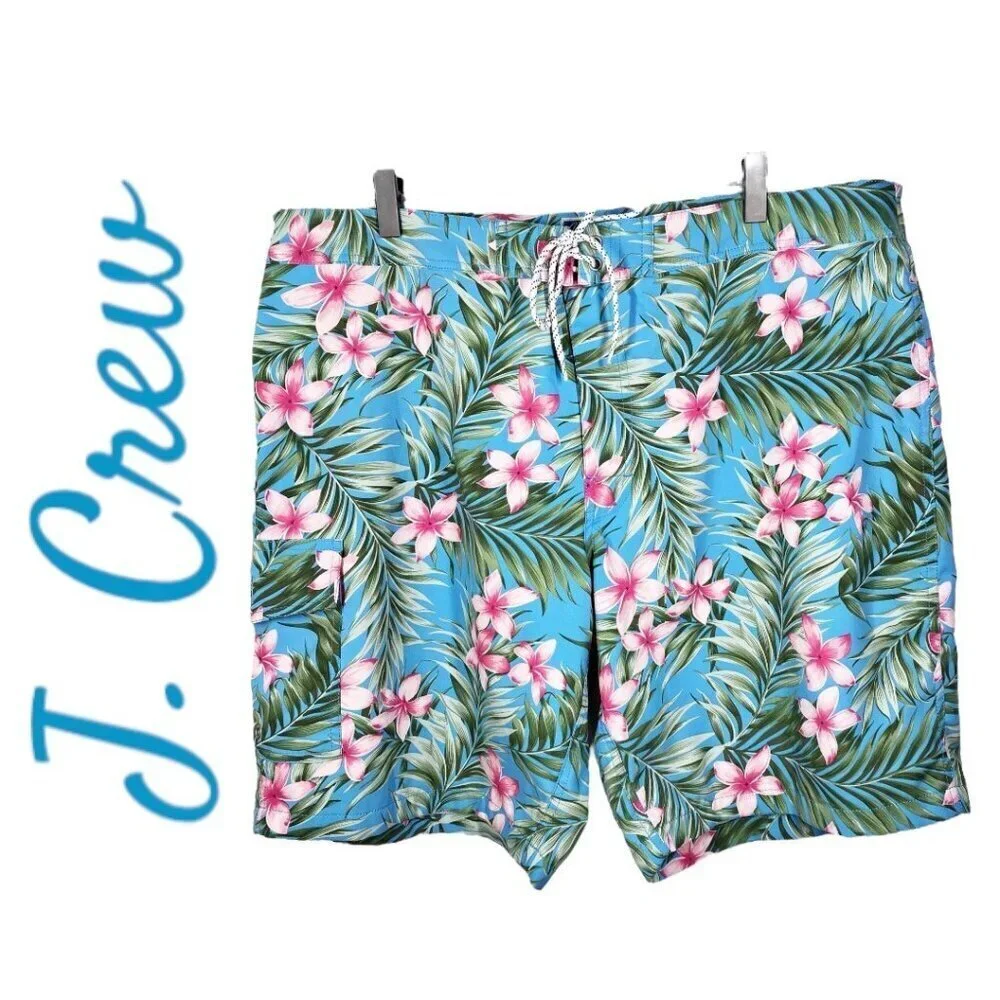 J. CREW Hawaiian‎ Print Board Shorts Swim Trunks Men's Size 38